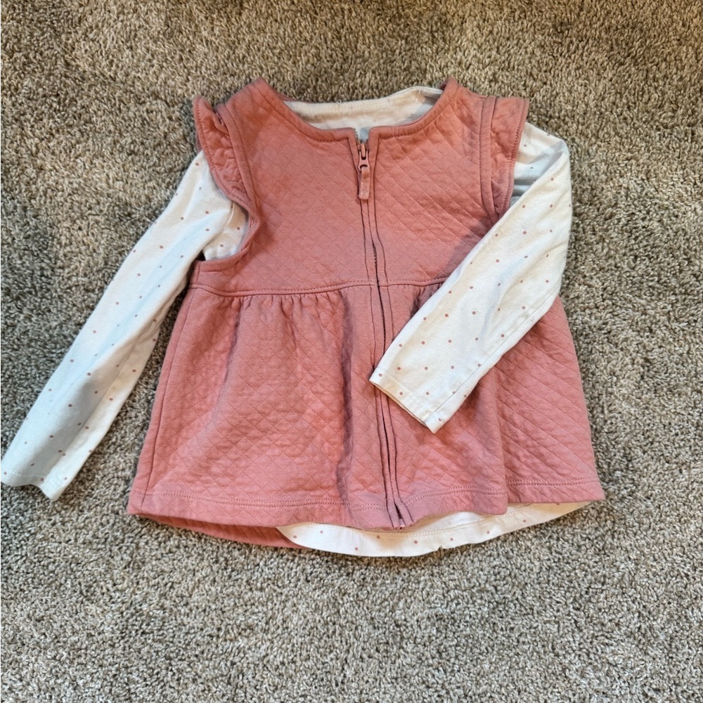 Just One You by Carter’s Quilted Vest & Long Sleeve Shirt Polka dot – Size 3T - Picture 2 of 6